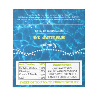 Pool Lights Lime Birthday Favour Candy Wrappers Notepad