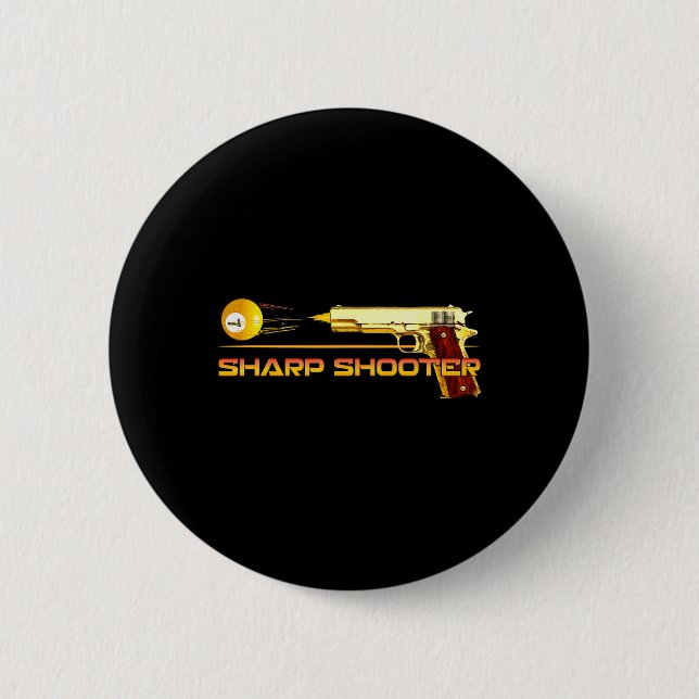 Pool Ll Sharp Shooter Billiards Gun Yellow  6 Cm Round Badge (Front)