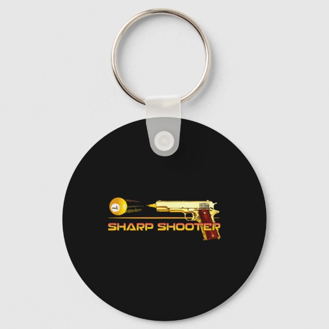 Pool Ll Sharp Shooter Billiards Gun Yellow  Key Ring (Front)