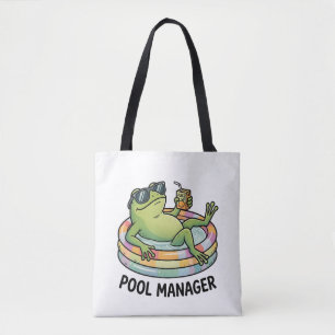 Pool Manager Funny Frog Summer Cartoon Tote Bag