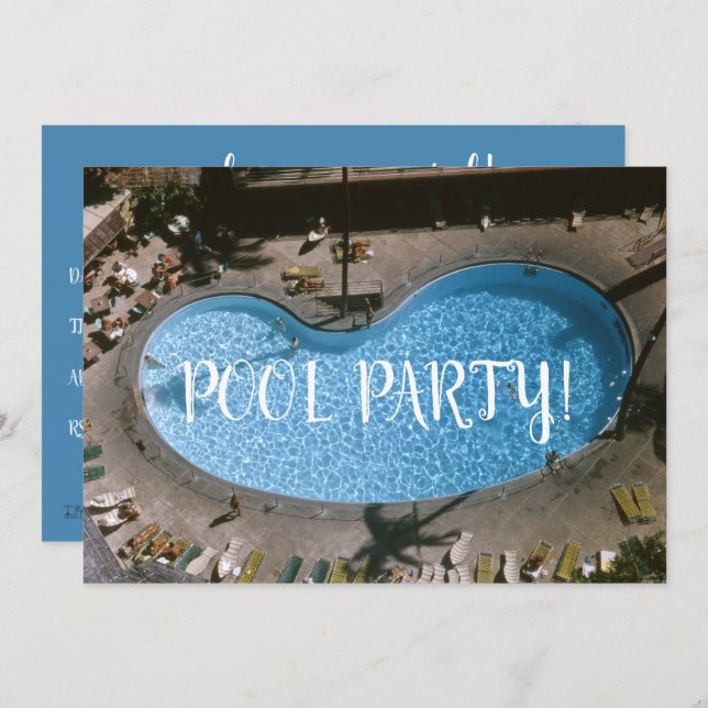 Pool Mid-century Inspired Swimming Party 1960's Invitation (Front/Back)