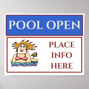 POOL OPEN, Sign, add or edit text Poster