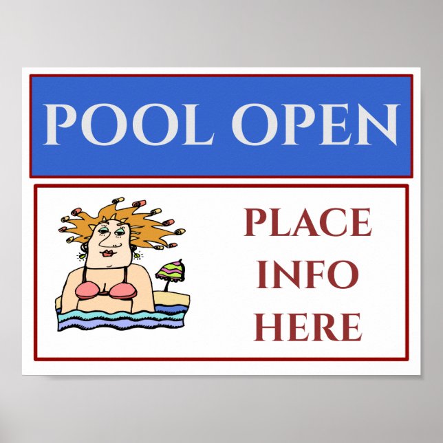 POOL OPEN, Sign, add or edit text Poster (Front)