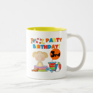 Pool Party 3rd Birthday T-shirts and Gifts Two-Tone Coffee Mug