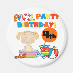 Pool Party 4th Birthday Tshirts and Gifts Magnet