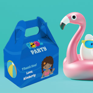 Pool Party African American Birthday Girl Custom Favour Box