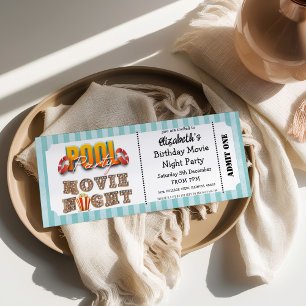 Pool Party and Movie Night Ticket Style  Invitation