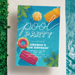 Pool Party Any Year Modern Tropical Birthday Invitation<br><div class="desc">Pool Party Any Year Modern Tropical Birthday Invitation It's time to make a splash with our Pool Party Birthday Invitation! Dive into a world of fun and celebration with this playful and colourful design. The bright and bold typography adds a modern touch, making it perfect for a trendy and cute...</div>