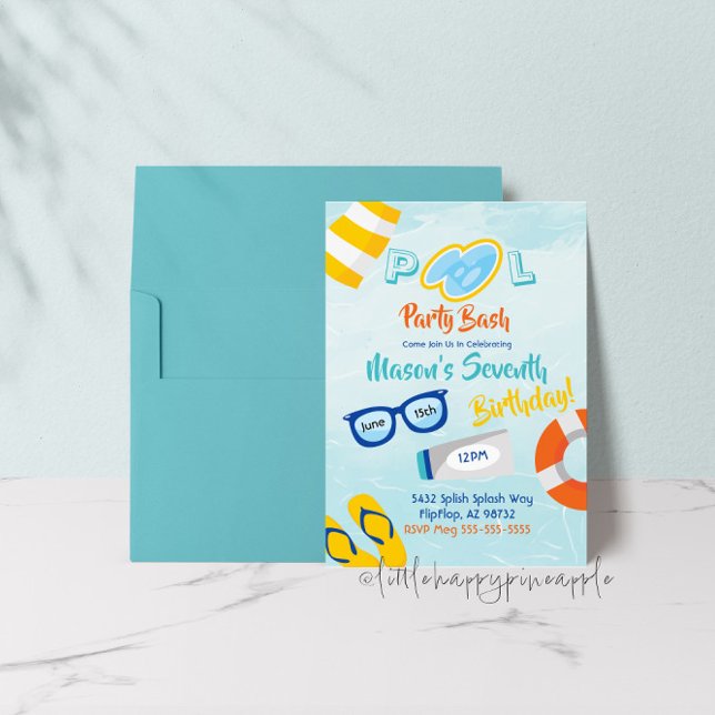 Pool Party Bash Birthday Invitation (Creator Uploaded)