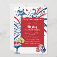 Pool Party BBQ 4th July Invitation
