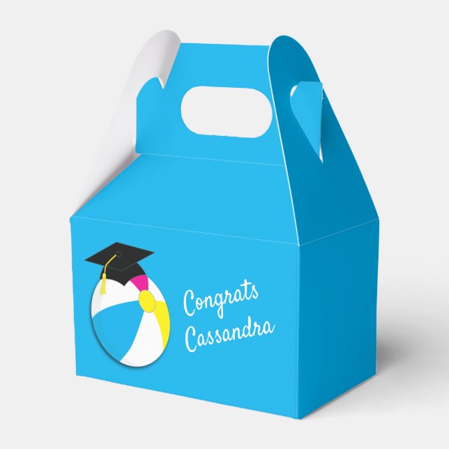 Pool Party Beach Ball Graduation Party Favour Box (Front Side)