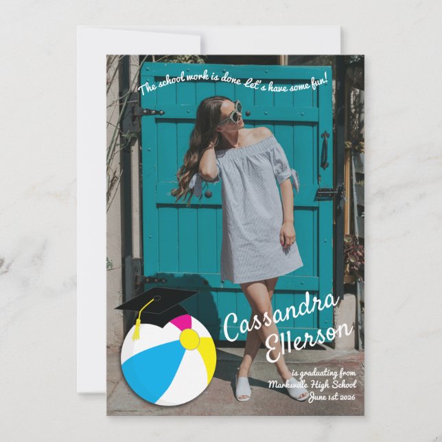 Pool Party Beach Ball Graduation Party Invitation (Front)