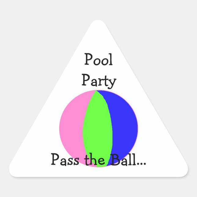 Pool Party - Beach Ball Triangle Sticker (Front)
