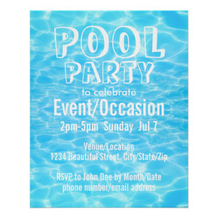 Pool Party Beach Party Summer Party cool modern Poster