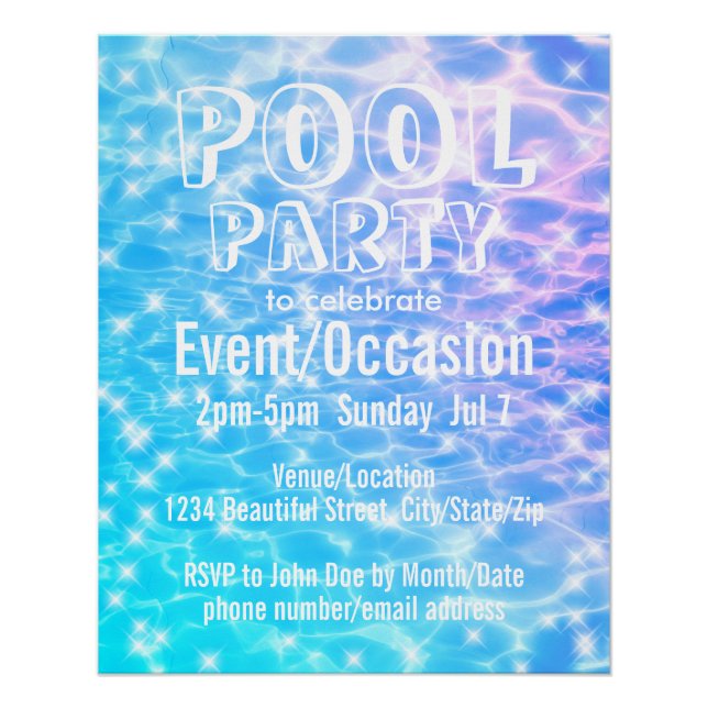 Pool Party Beach Party Summer Party water ripples Poster (Front)