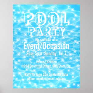 Pool Party Beach Party Summer Party water textures Poster