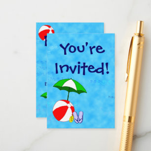 Pool Party Beach Toys Invitation Business Card