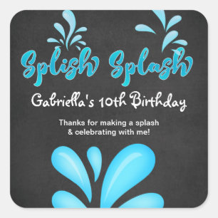 Pool Party Big Splash Thank You Square Sticker
