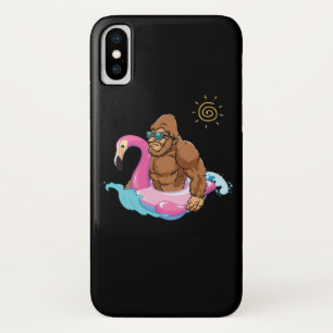 Pool Party Bigfoot Flamingo Sasquatch Pink Float iPhone X Case