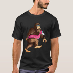 Pool Party Bigfoot Pink Float Flamingo Sasquatch B T-Shirt