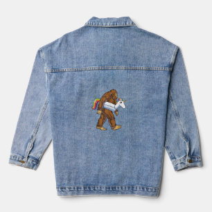 Pool Party Bigfoot Unicorn Float Funny Sasquatch R Denim Jacket