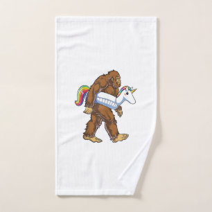 Pool Party Bigfoot Unicorn Float Funny Sasquatch R Hand Towel