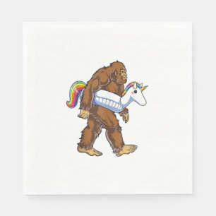 Pool Party Bigfoot Unicorn Float Funny Sasquatch R Napkin