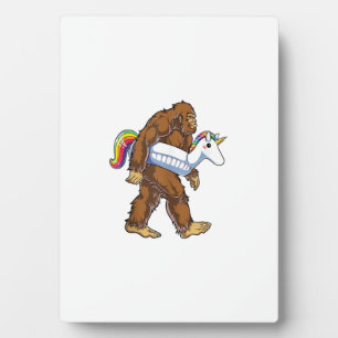 Pool Party Bigfoot Unicorn Float Funny Sasquatch R Plaque