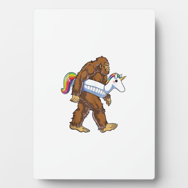 Pool Party Bigfoot Unicorn Float Funny Sasquatch R Plaque (Front)
