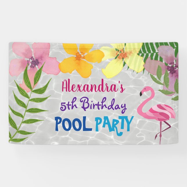 Pool Party Birthday Banner (Horizontal)
