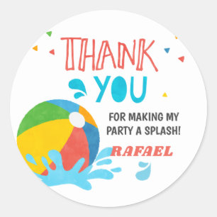 Pool Party Birthday Boy Girl Classic Round Sticker