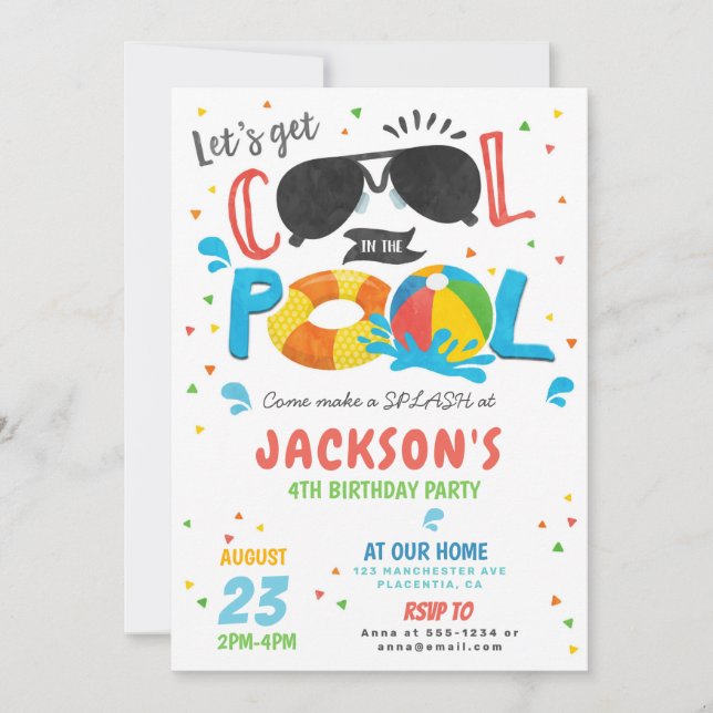 Pool Party Birthday Boy Girl Invitation (Front)