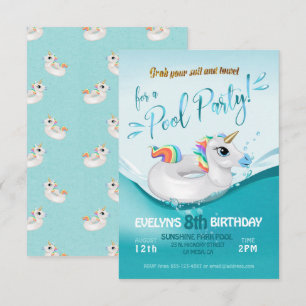 Pool Party Birthday Celebration Invitation