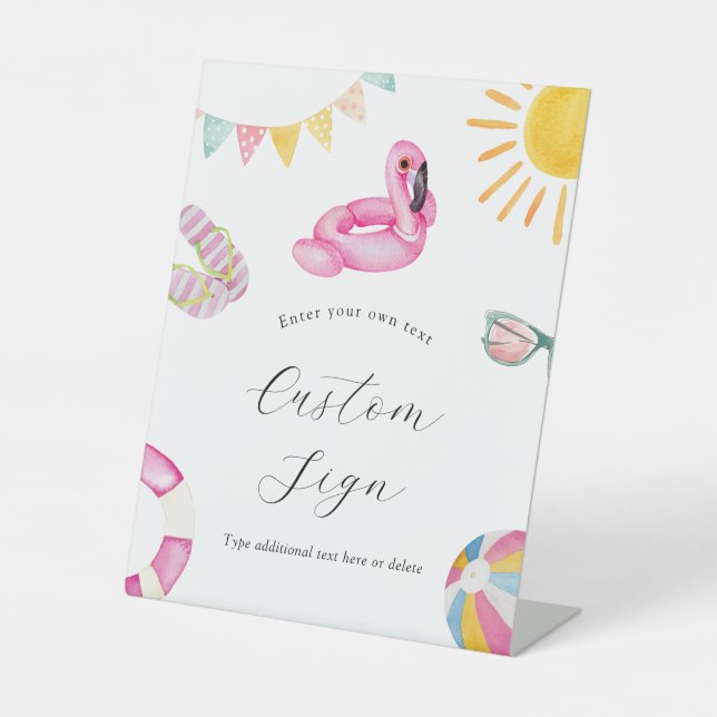 Pool Party Birthday Custom Text Sign (Front)