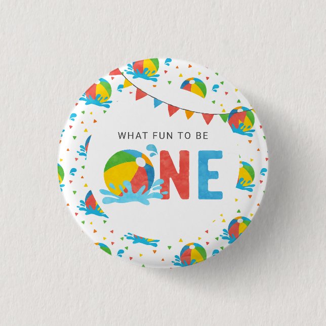 Pool Party Birthday Decor Supplies  3 Cm Round Badge (Front)