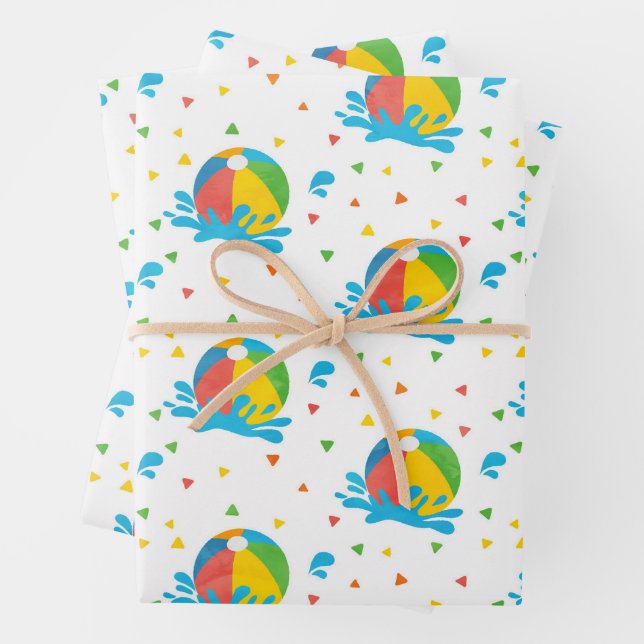 Pool Party Birthday Decor Supplies  Wrapping Paper Sheet (In situ)