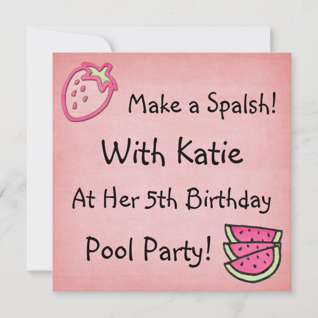Pool Party Birthday Invitaiton Invitation (Front)