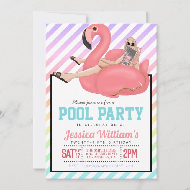 Pool Party Birthday Invitation (Front)
