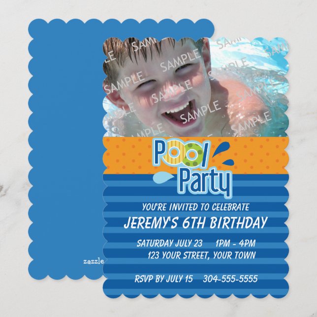 Pool Party Birthday Invitation (Front/Back)