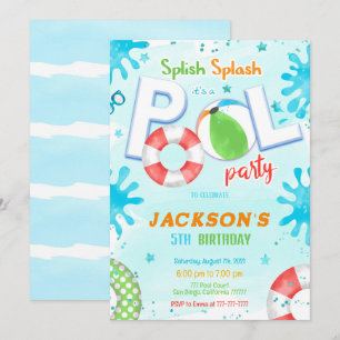Pool Party Birthday Invitation