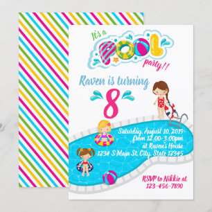 Pool party birthday invitation