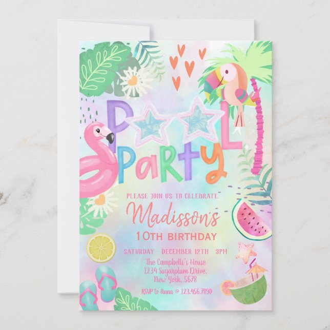 Pool Party Birthday Invitation (Front)