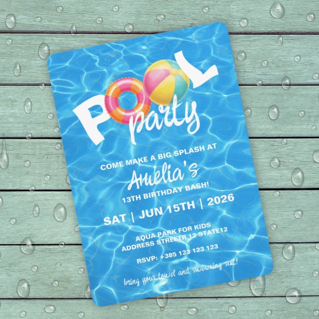 Pool Party Birthday Invitation  (Creator Uploaded)