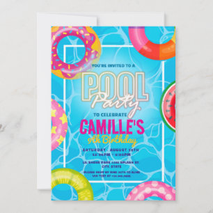 Pool Party Birthday  Invitation