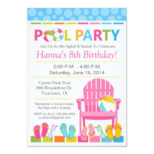swim party invitations announcements zazzle uk