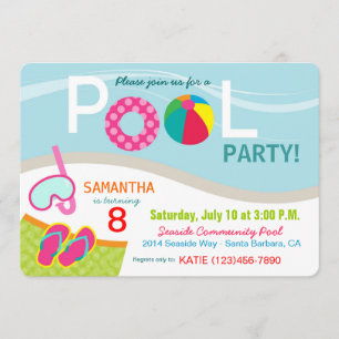 Pool Party Birthday Invitation Card