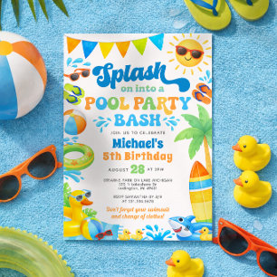 Pool Party Birthday Invitation for Boys
