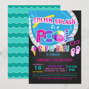 Pool Party Birthday Invitation - Girl BL