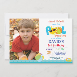 Pool Party Birthday Invitation Splish Splash Boy