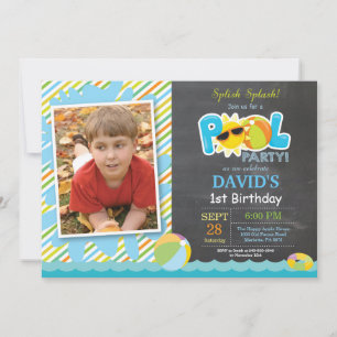 Pool Party Birthday Invitation Splish Splash Boy